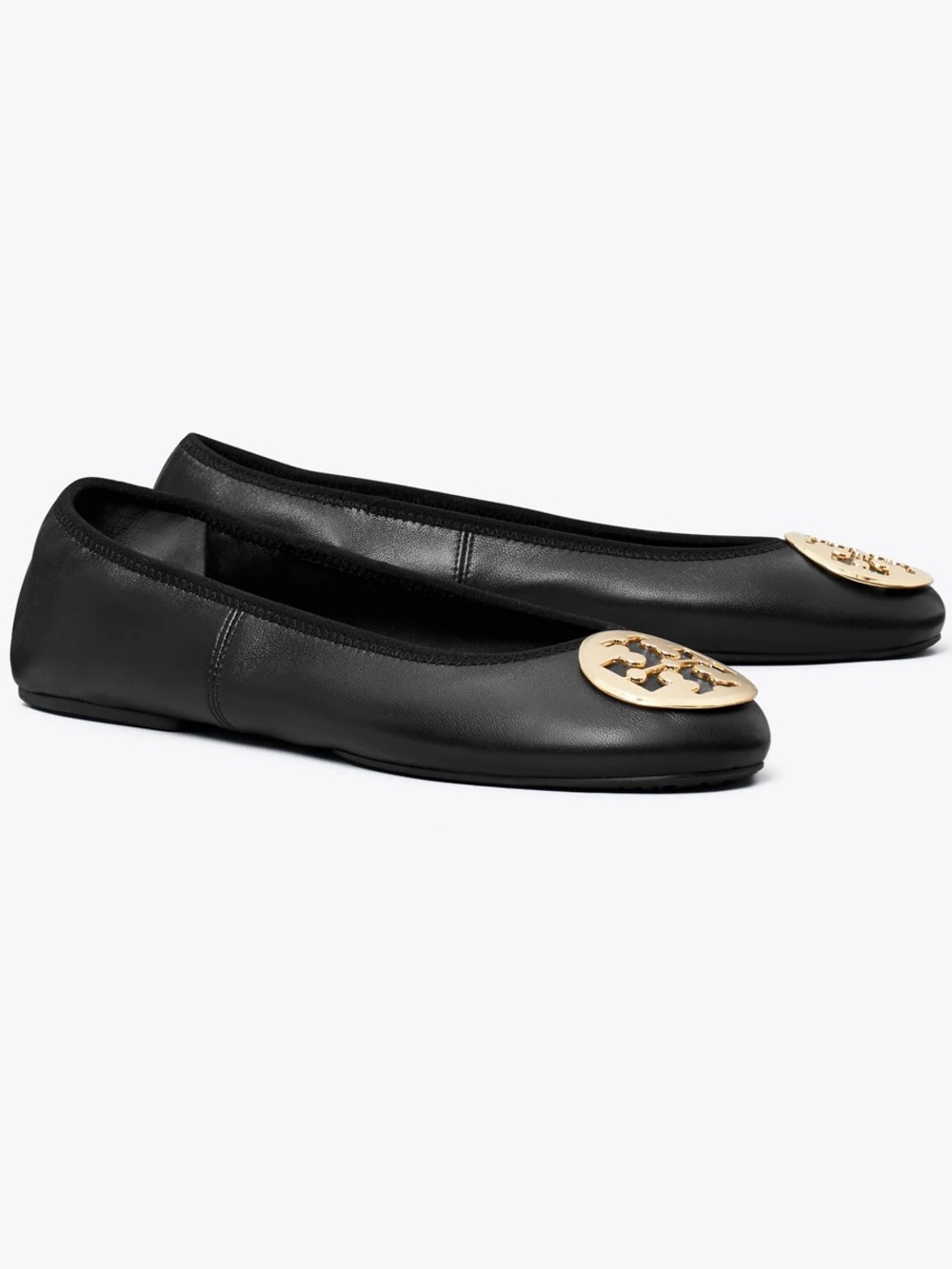 Tory Burch Reva Black Leather Ballet Flats